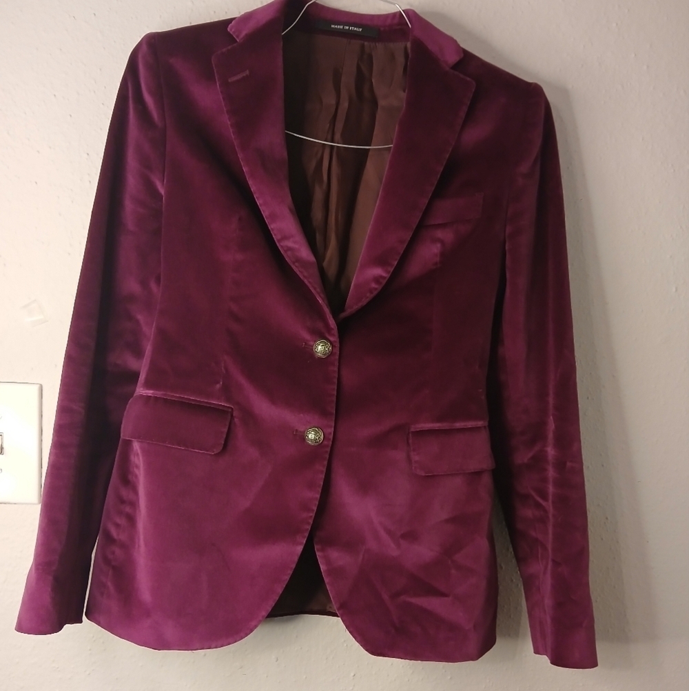 Tagliatore Women's Blazer in Deep Purple Velvet